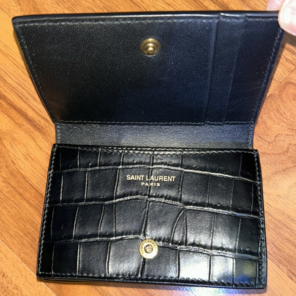Authentic Saint Laurent Croc Embossed Monogram Wallet - Picture 10 of 15